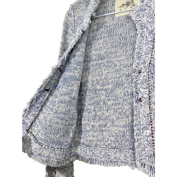 Angels of the North Woman's Small Two-Toned marbled blue white Woven Blazer - Picture 6 of 15